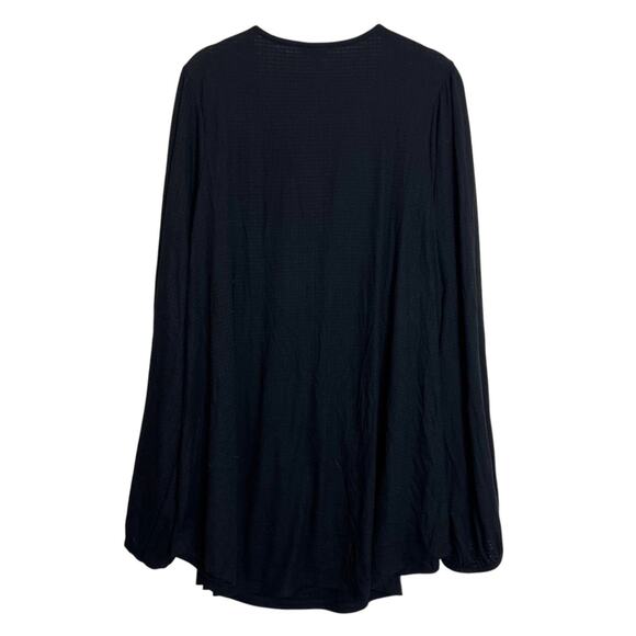 Torrid Womens Tunic Top 3X Black Embroidered Crinkle Long Sleeve V-Neck Boho - Picture 3 of 6